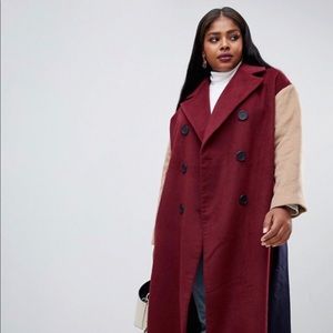 ASOS Curve Color Block Coat NWT
